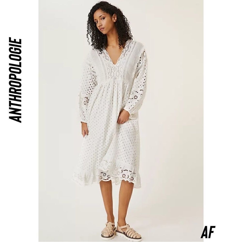 FOREVER THAT GIRL LACE EYELET MIDI DRESS IVORY NWT SMALL
